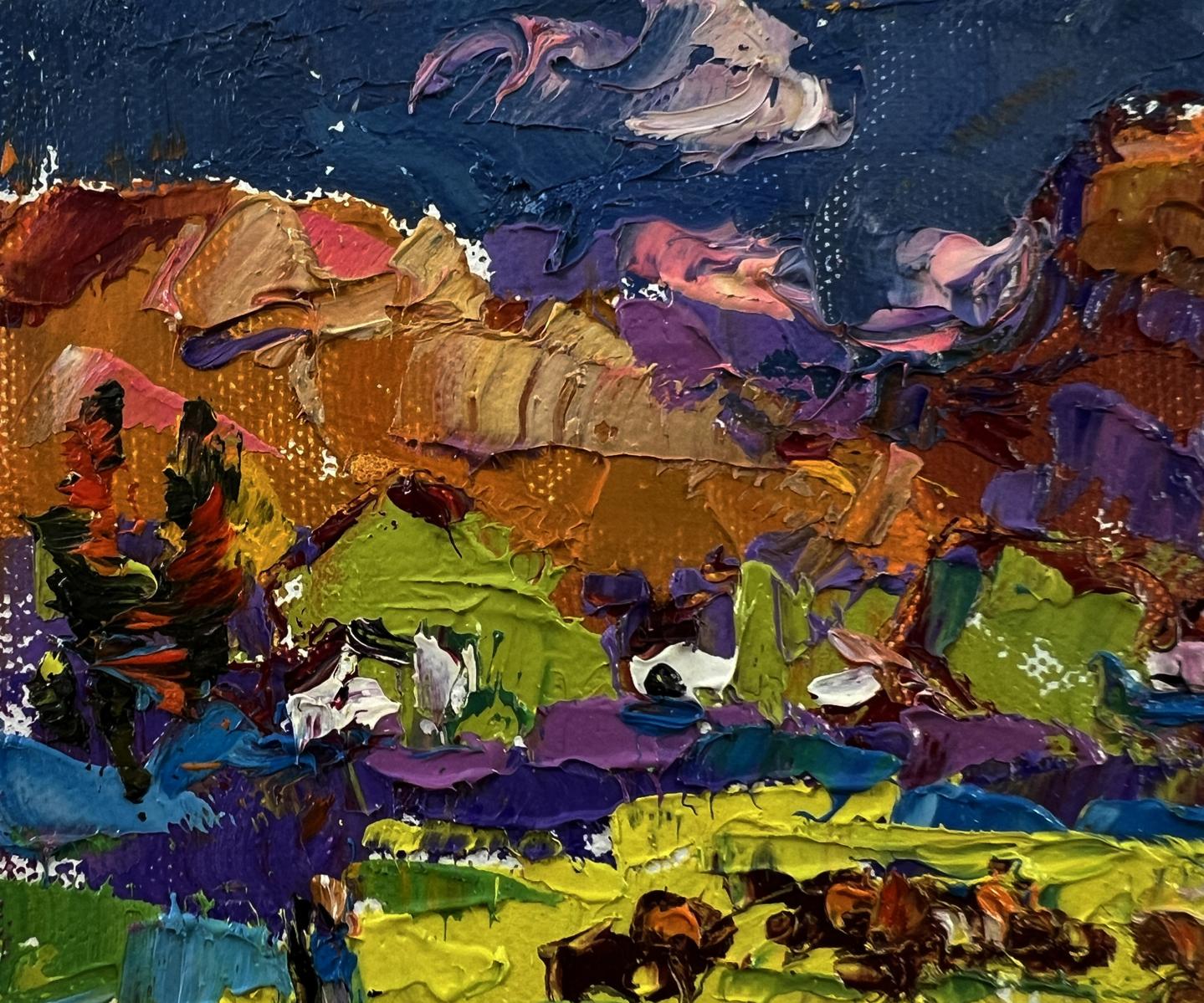 Vibrant impressionist oil painting Meadows near the mountains by Oleksiy Ivanyuk