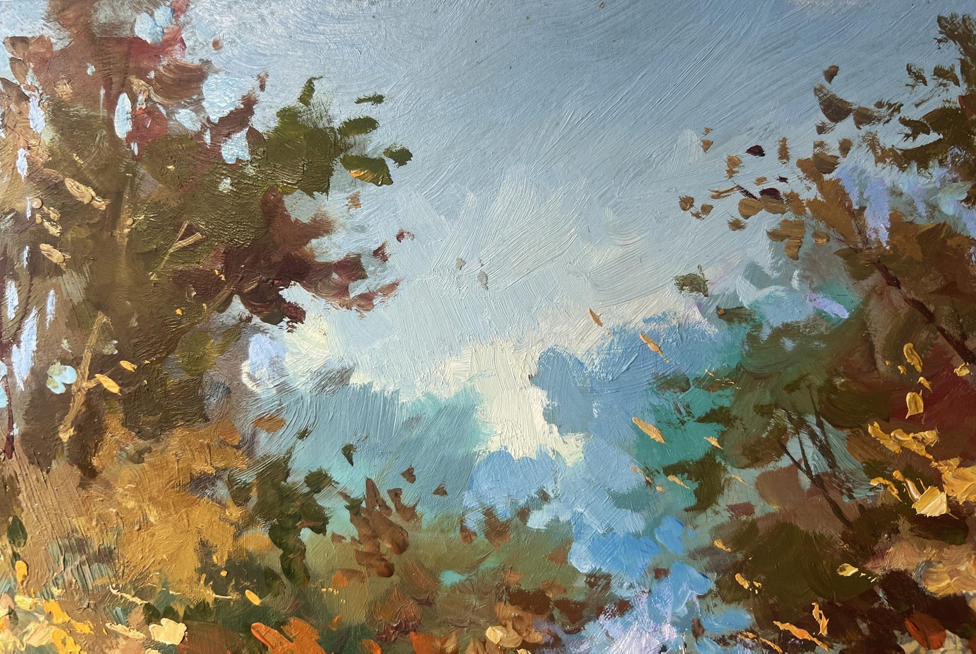Oil painting Walking in the autumn forest by Yuriy Suprunchuk