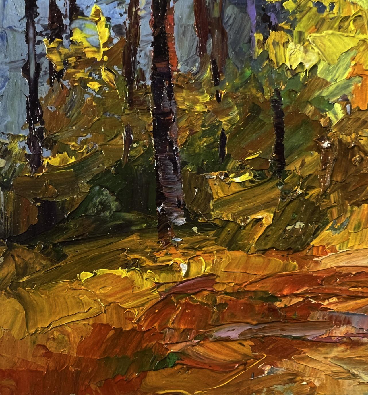 Vibrant impressionist oil painting Golden autumn forest by Boris Serdyuk