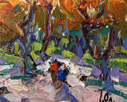 Vibrant impressionist oil painting Steps through autumn by Oleksiy Ivanyuk