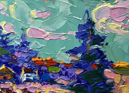 Vibrant impressionist oil painting of village in tree shade by Oleksiy Ivanyuk