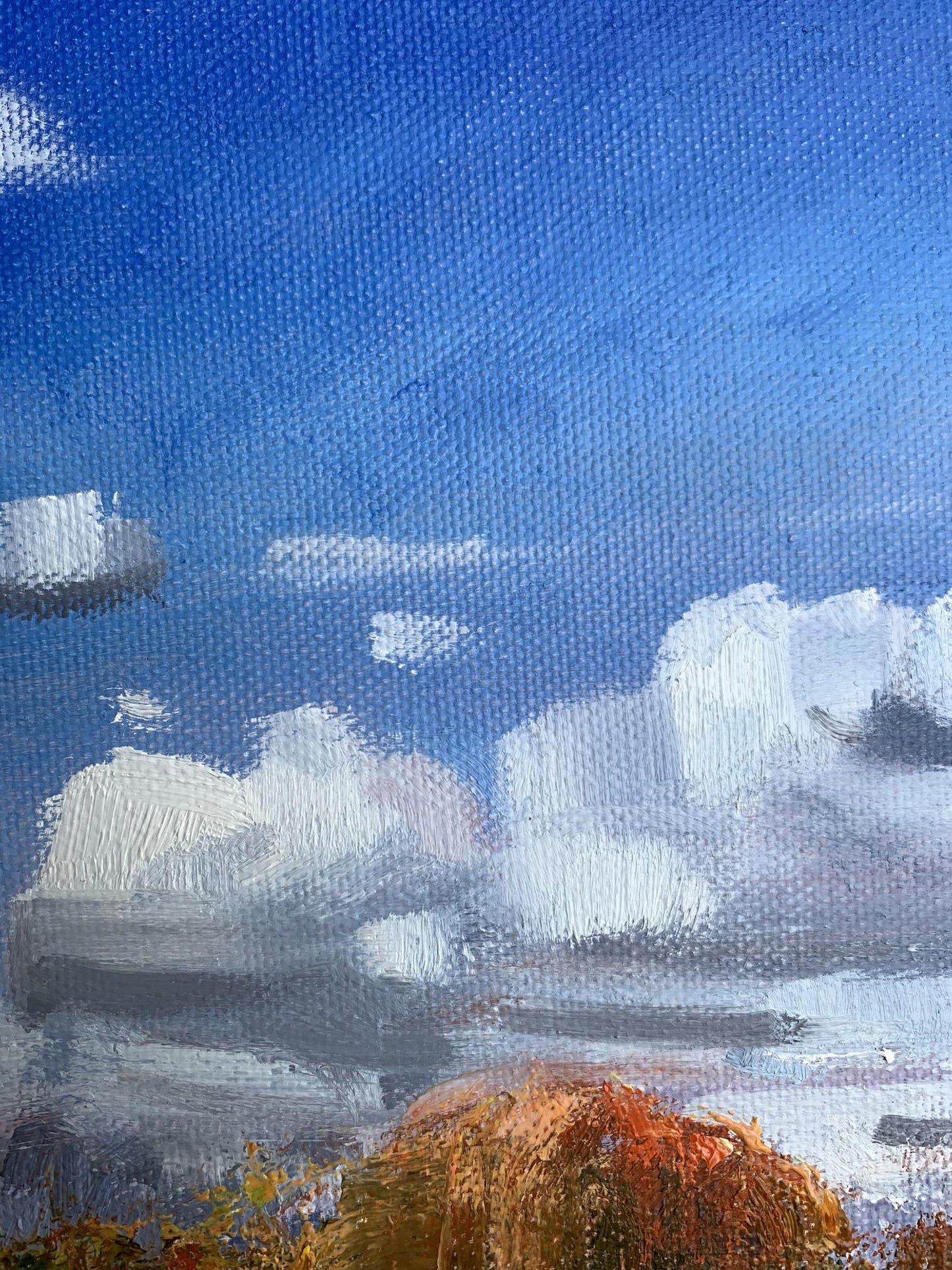 Oil painting Cloudy day by Tatyana Derdey: blue sky with clouds