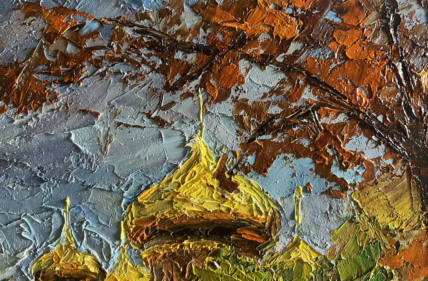 Oil painting Golden domes behind the trees by Boris Serdyuk