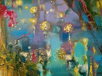 Vibrant Kupala night abstract oil painting by Anatoly Tarabanov