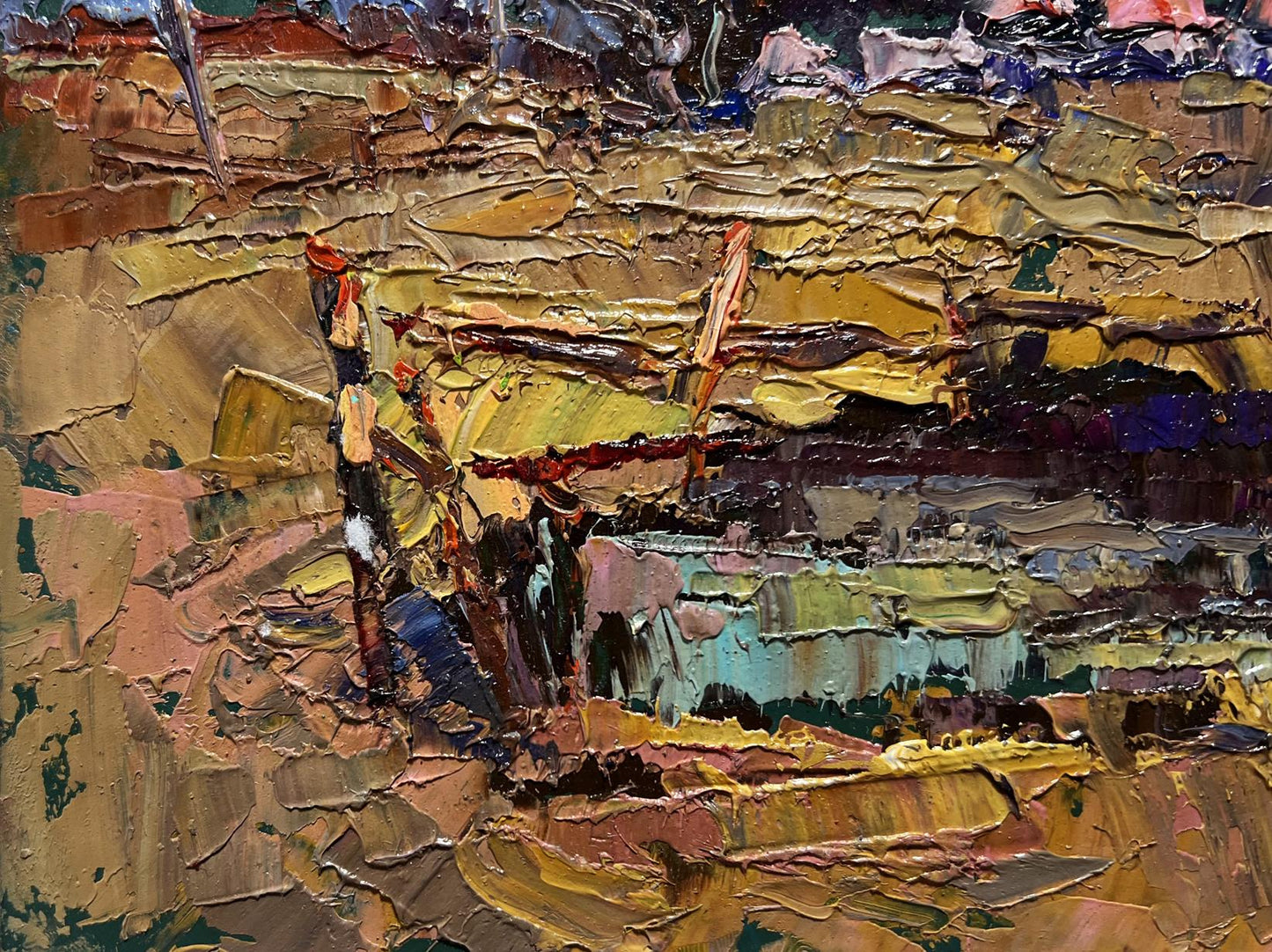 Impasto oil painting There is a pond near the village by Oksana Ivanyuk
