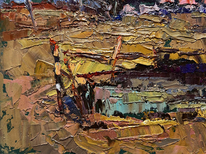 Impasto oil painting There is a pond near the village by Oksana Ivanyuk