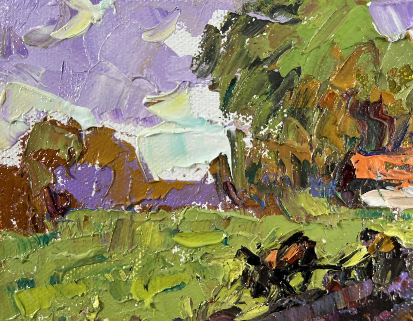 Vibrant impressionist oil painting Morning in the village by Oleksiy Ivanyuk