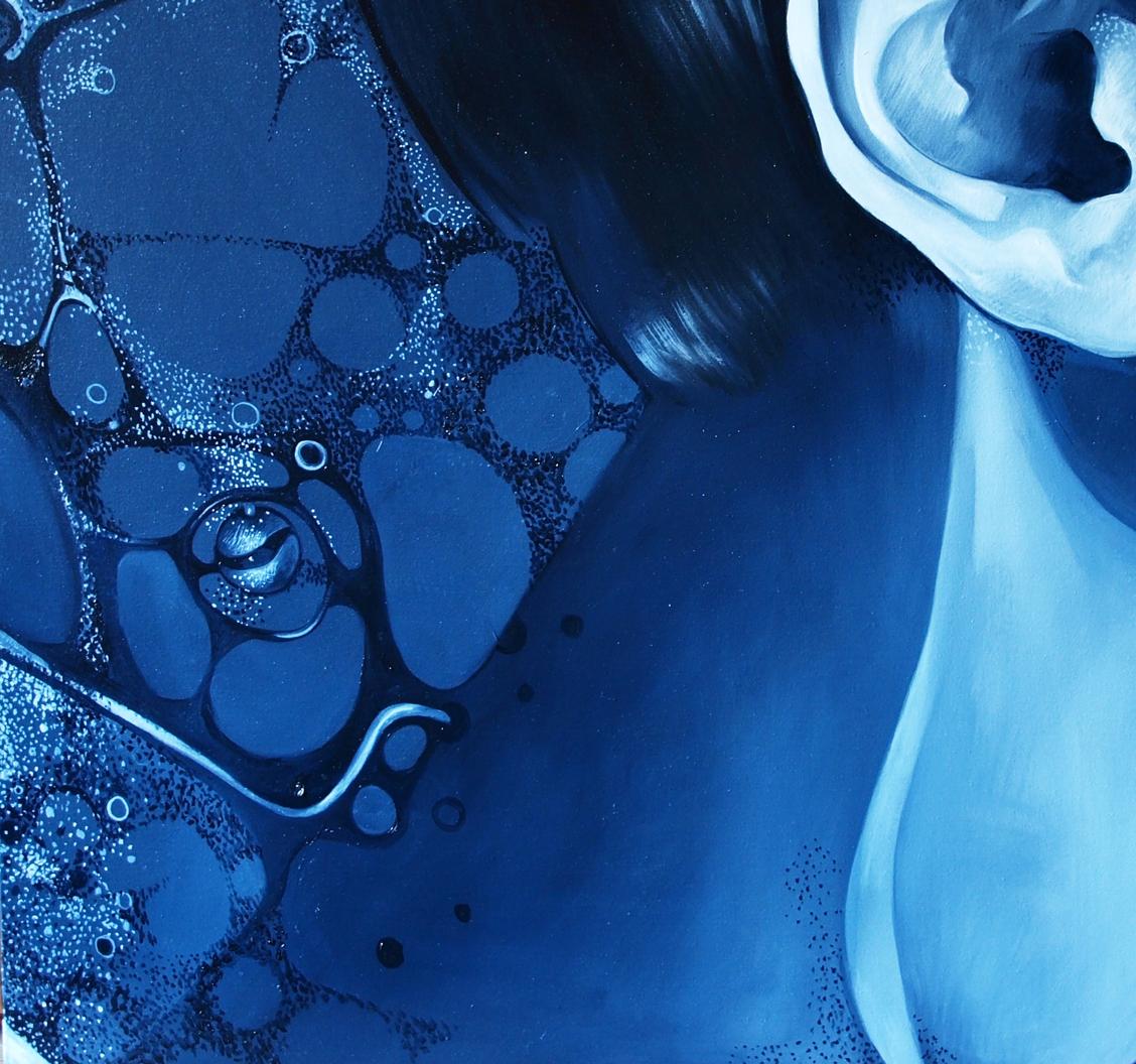 Abstract blue liquid oil painting Before pleasure by Konsta G. Amelinn