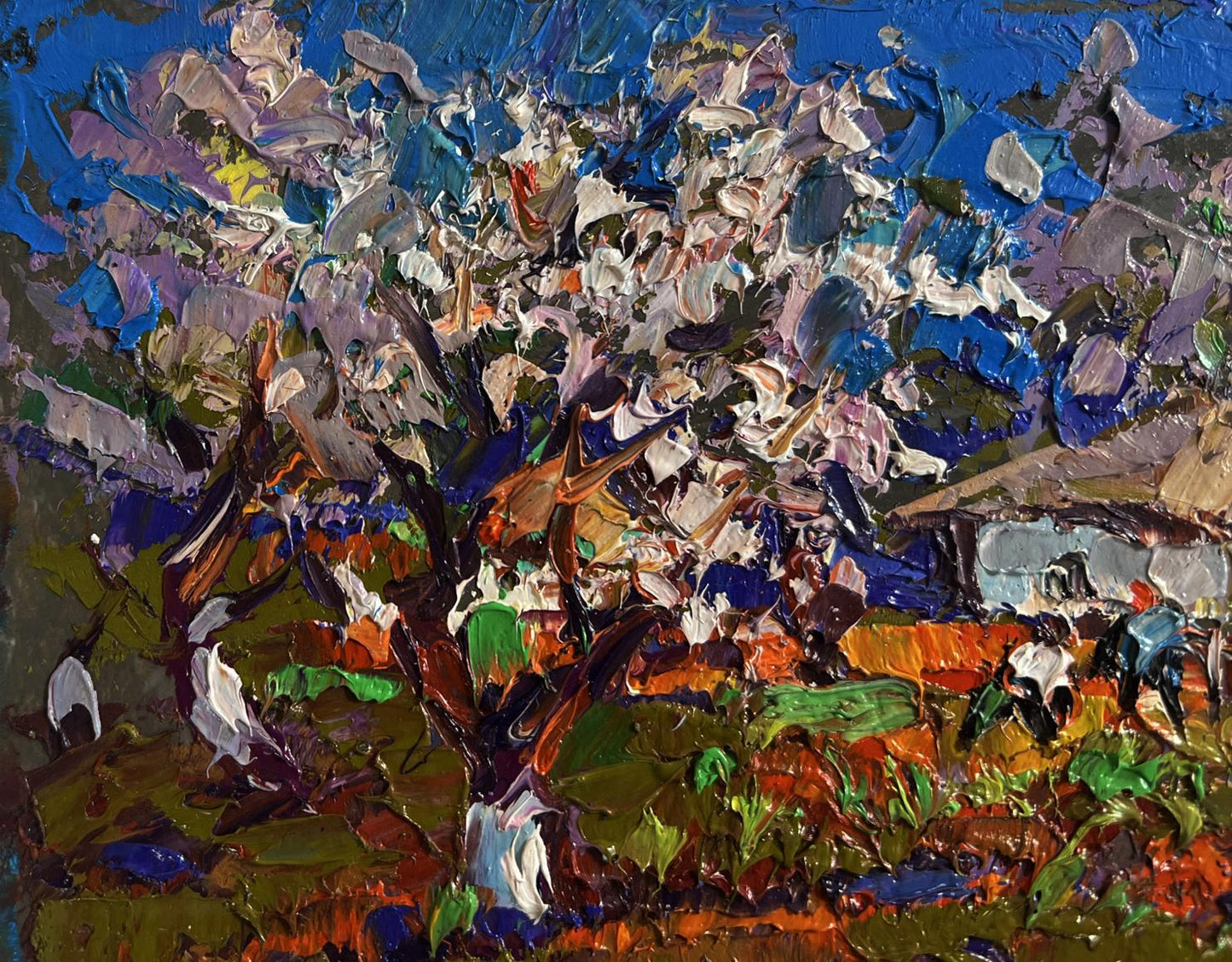 Oil painting The gardens are blooming by Oleksiy Ivanyuk blossoming tree
