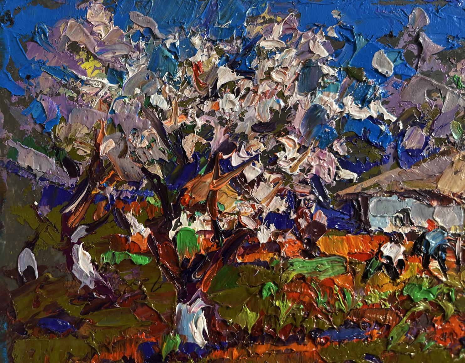 Oil painting The gardens are blooming by Oleksiy Ivanyuk blossoming tree