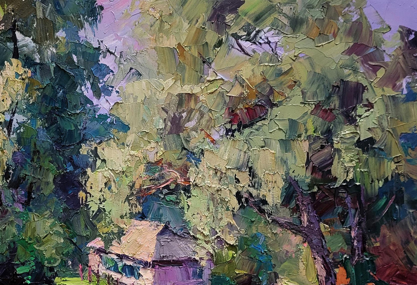 Oil painting of house among greenery by Boris Serdyuk
