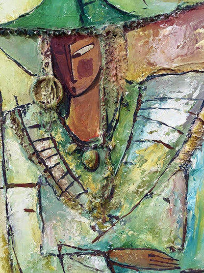Oil painting Autumn sadness by Victor Yershov, abstract textured figure