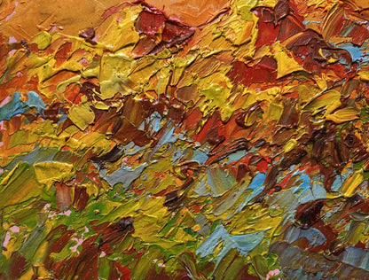 Oil painting Hay harvest in autumn by Oleksiy Ivanyuk vibrant impasto
