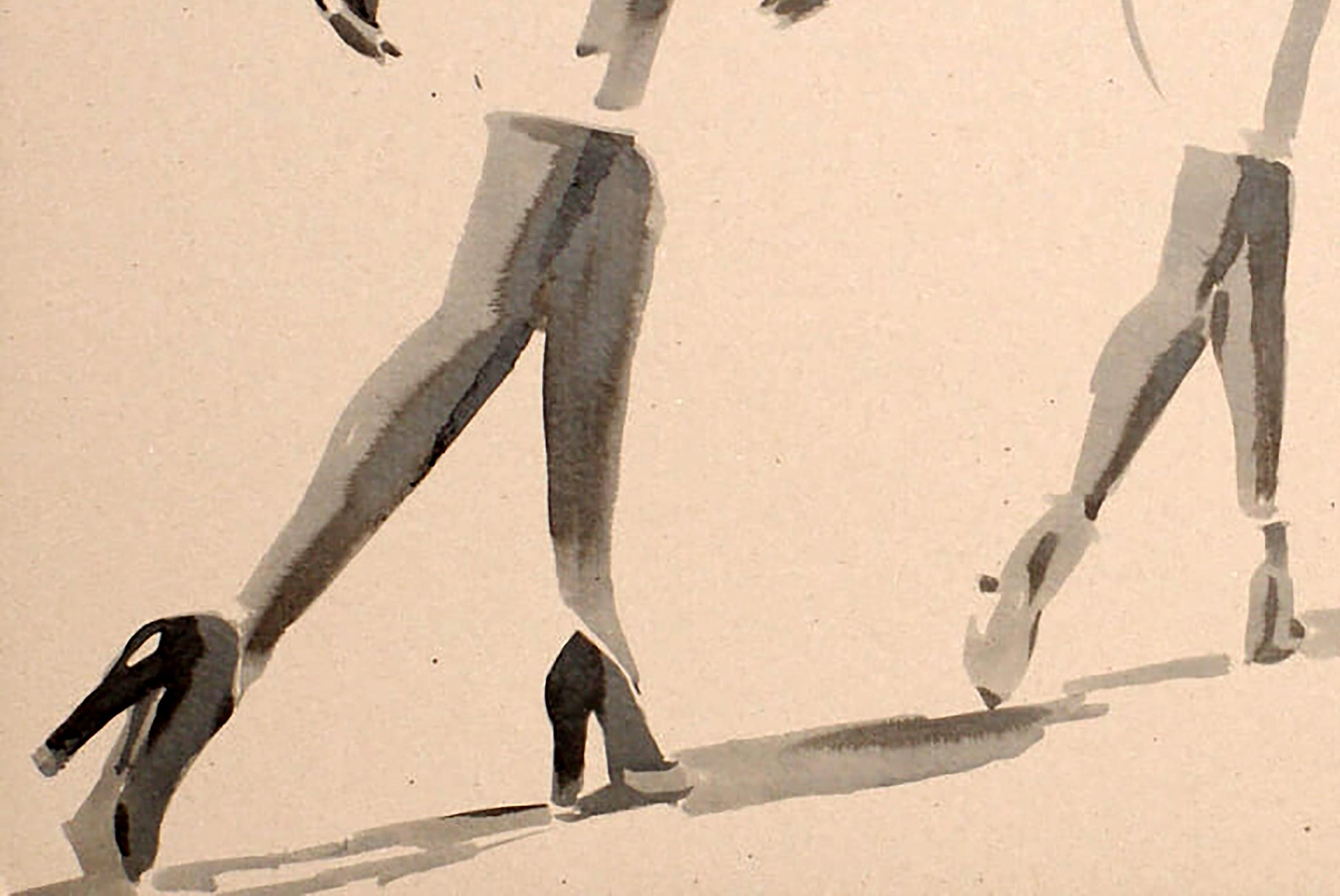 Black pointed-toe high-heeled shoes by Ink painting See you Dima Filatov