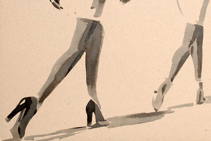 Black pointed-toe high-heeled shoes by Ink painting See you Dima Filatov