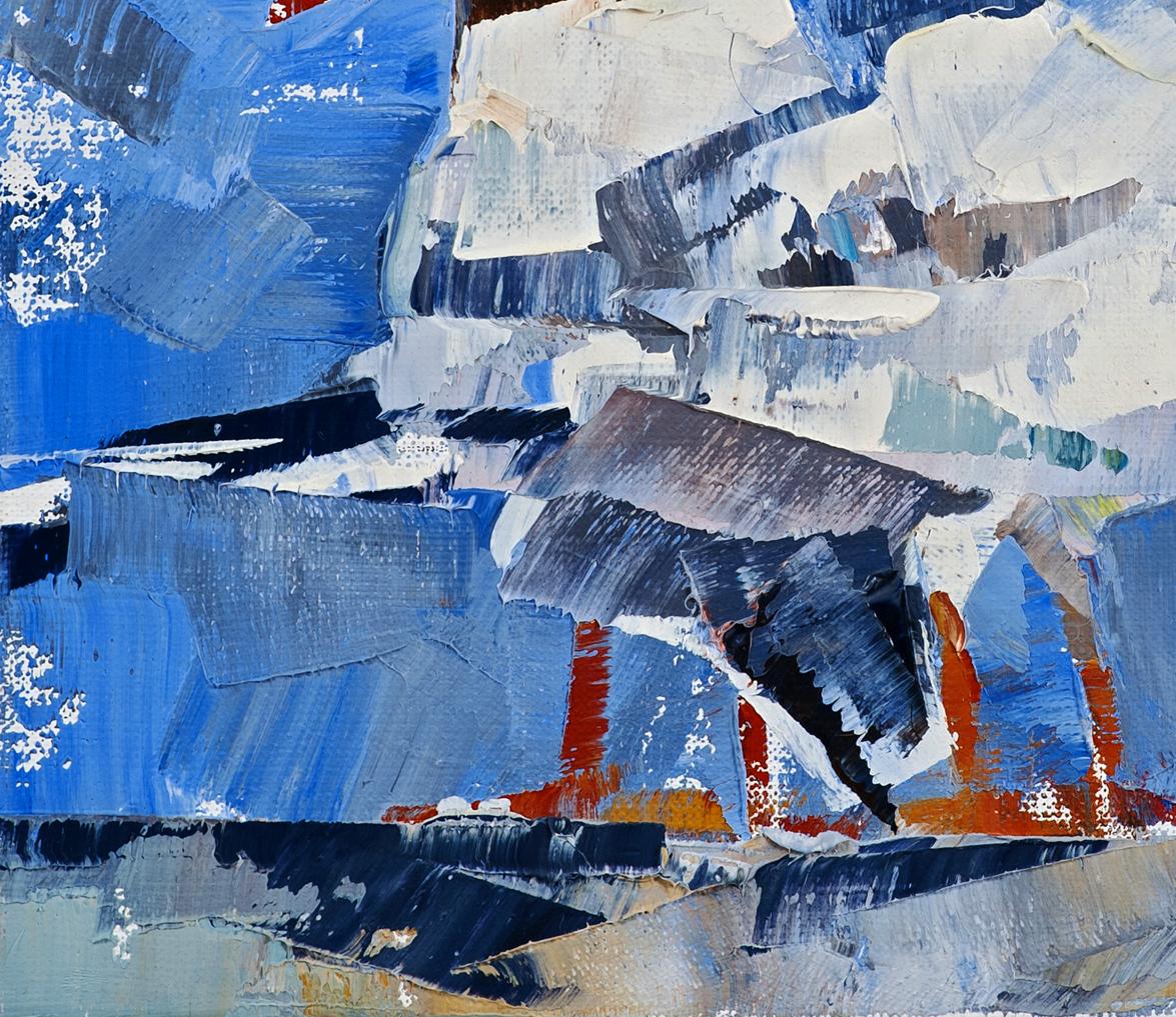 Abstract oil painting Friendly bird walk by Volodymyr Gluhomanyuk