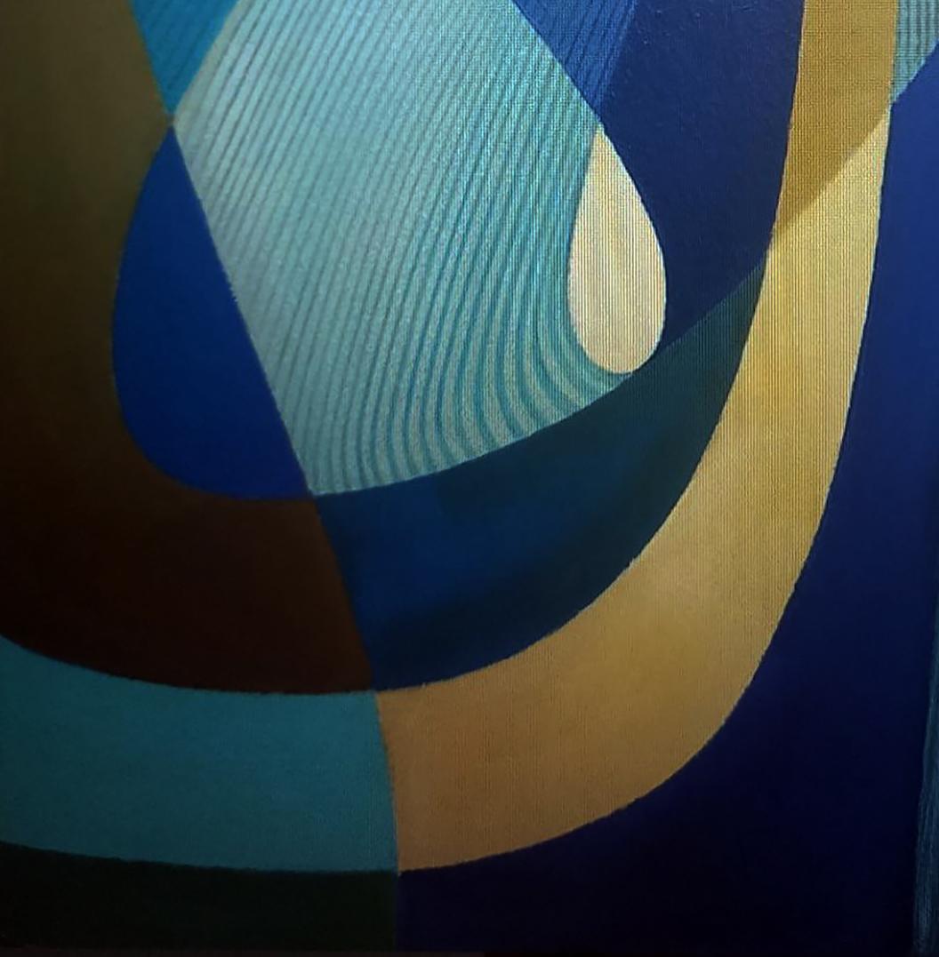 Oil painting Blue sculpture by Alexander Strashevich, abstract blue curves