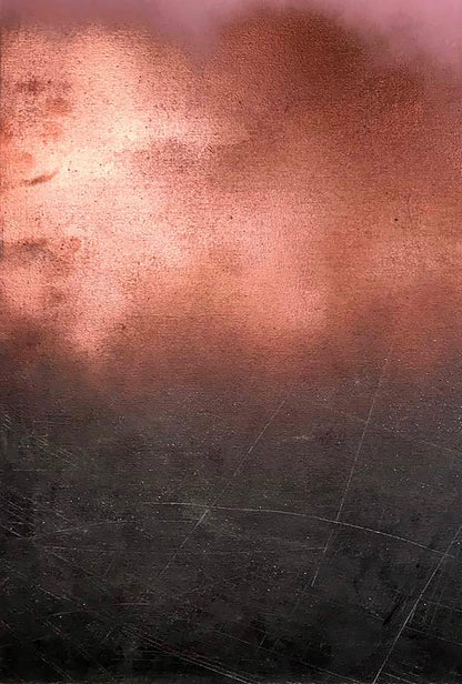 Morning fog abstract painting with coppery-pink to dark gray gradient