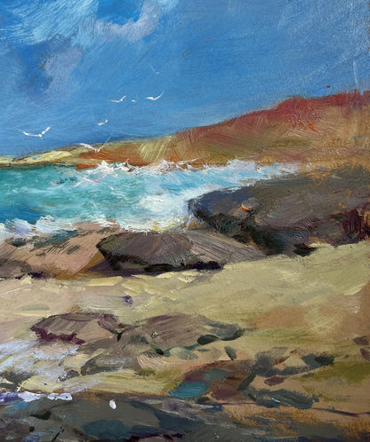 Oil painting Freedom over the sea by Yuriy Suprunchuk coastal scene
