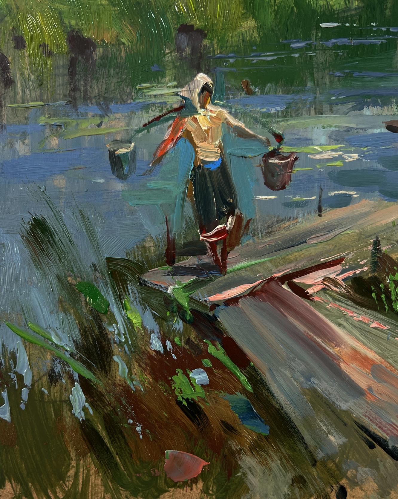 Oil painting Life by the village river by Yuriy Suprunchuk