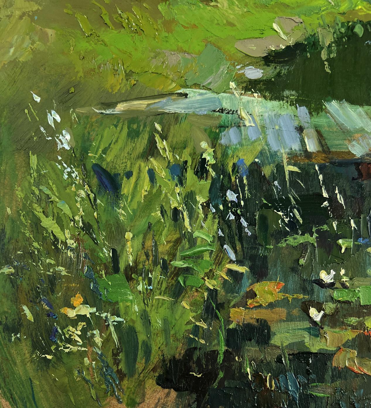 Vibrant impressionist oil painting by Yuriy Suprunchuk of lush field with wildflowers