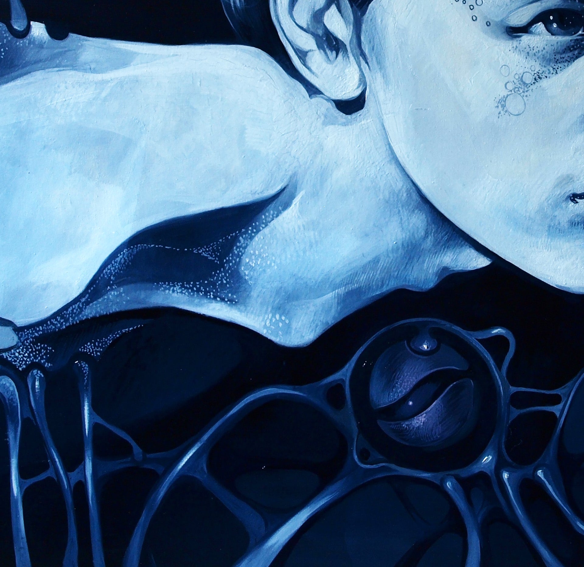 Surreal blue-toned oil painting After a hard week by Konsta G. Amelinn