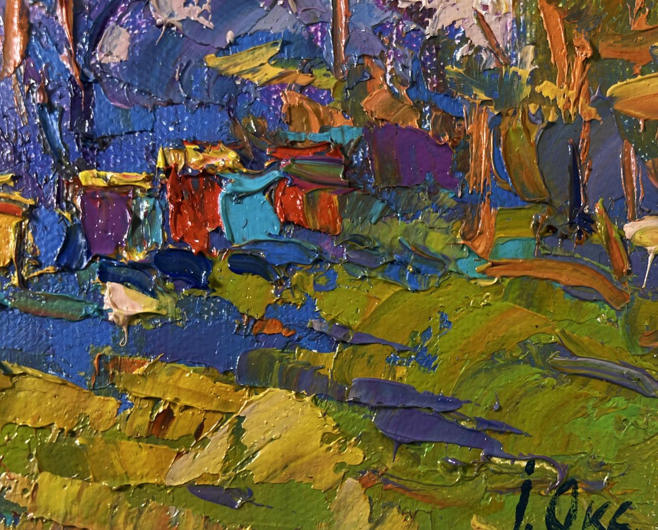 Vibrant impressionist oil painting Sunny day at the apiary by Oksana Ivanyuk