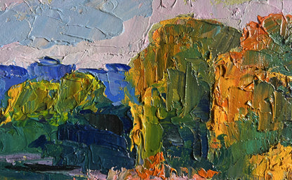 Oil painting Evening on the lake by Boris Serdyuk impasto landscape