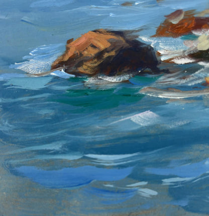 Oil painting Between the sky and the sea by Yuriy Suprunchuk: textured rock in blue water