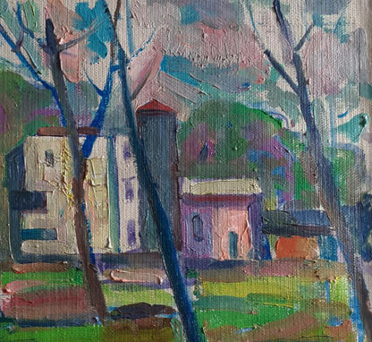 Vibrant impressionist oil painting Spring in the park by Pavel Dobrev