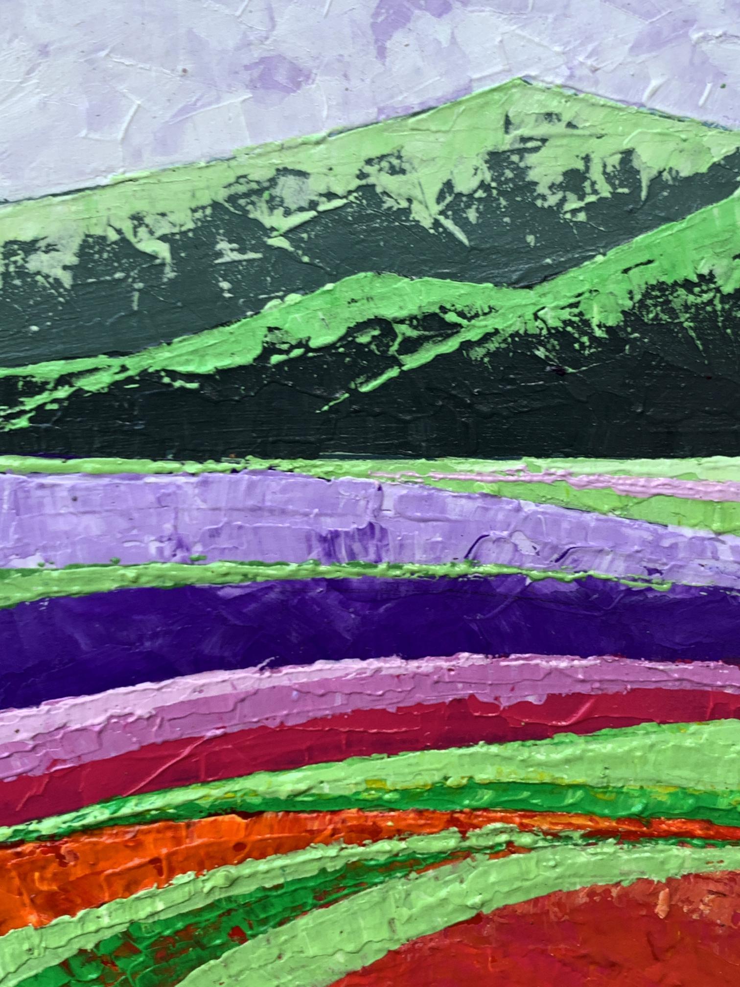 Vibrant oil painting of high green mountains by V. Zadorozhnya