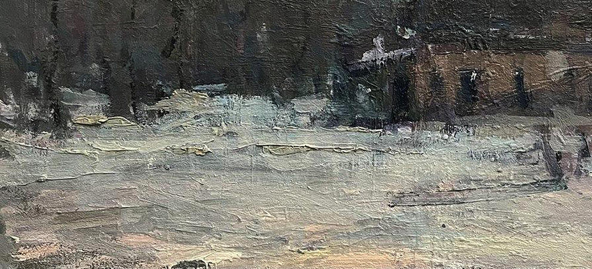Oil painting In peace Volodymyr Pashchenko snowy landscape with trees