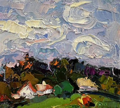 Impasto oil painting Fresh hay of the village by Oksana Ivanyuk