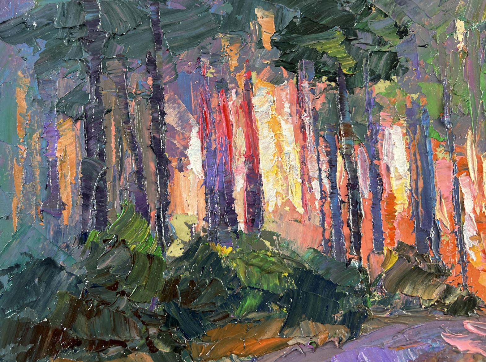 Vibrant impressionist oil painting Summer morning at sunrise by Boris Serdyuk