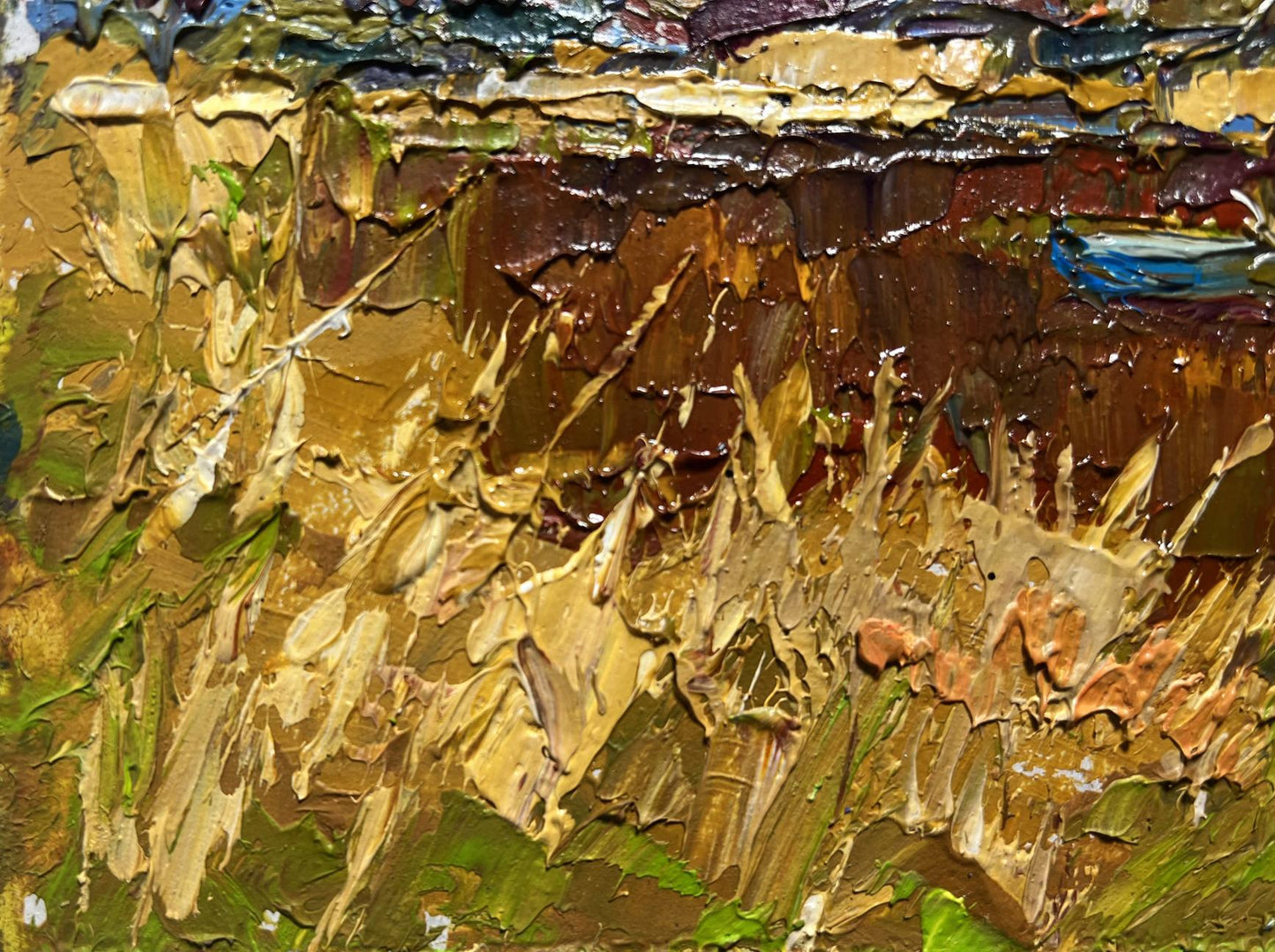 Oil painting Going fishing after the rain by Oksana Ivanyuk impasto canvas