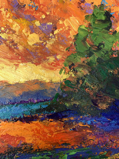 Vibrant impressionist oil painting Windy evening by V. Zadorozhnya