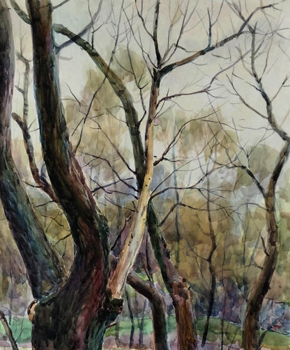 Watercolor painting of bare trees by Vitaly Duhnevich