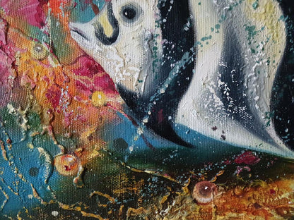 Abstract oil painting of big striped fish by Anatoly Tarabanov