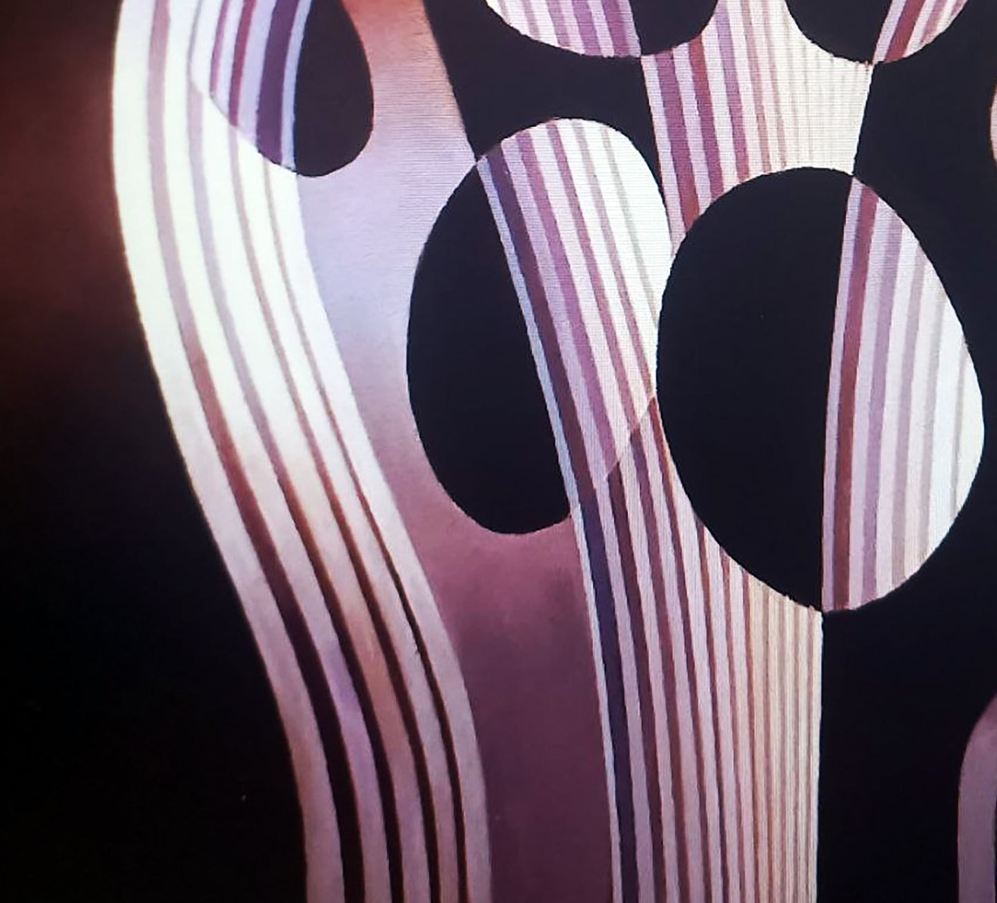 Oil painting Ribbon by Alexander Strashevich: bold black circles and pink stripes