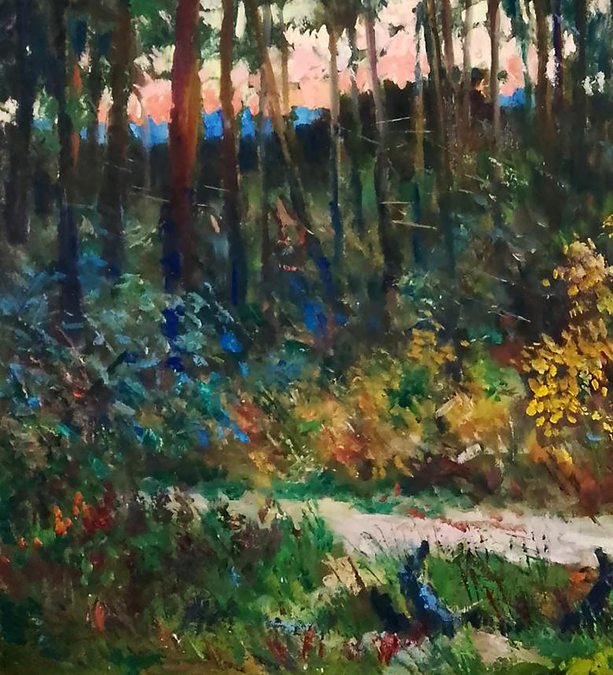 Vibrant impressionist forest oil painting by Vitaly Duhnevich