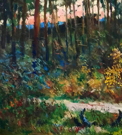 Vibrant impressionist forest oil painting by Vitaly Duhnevich