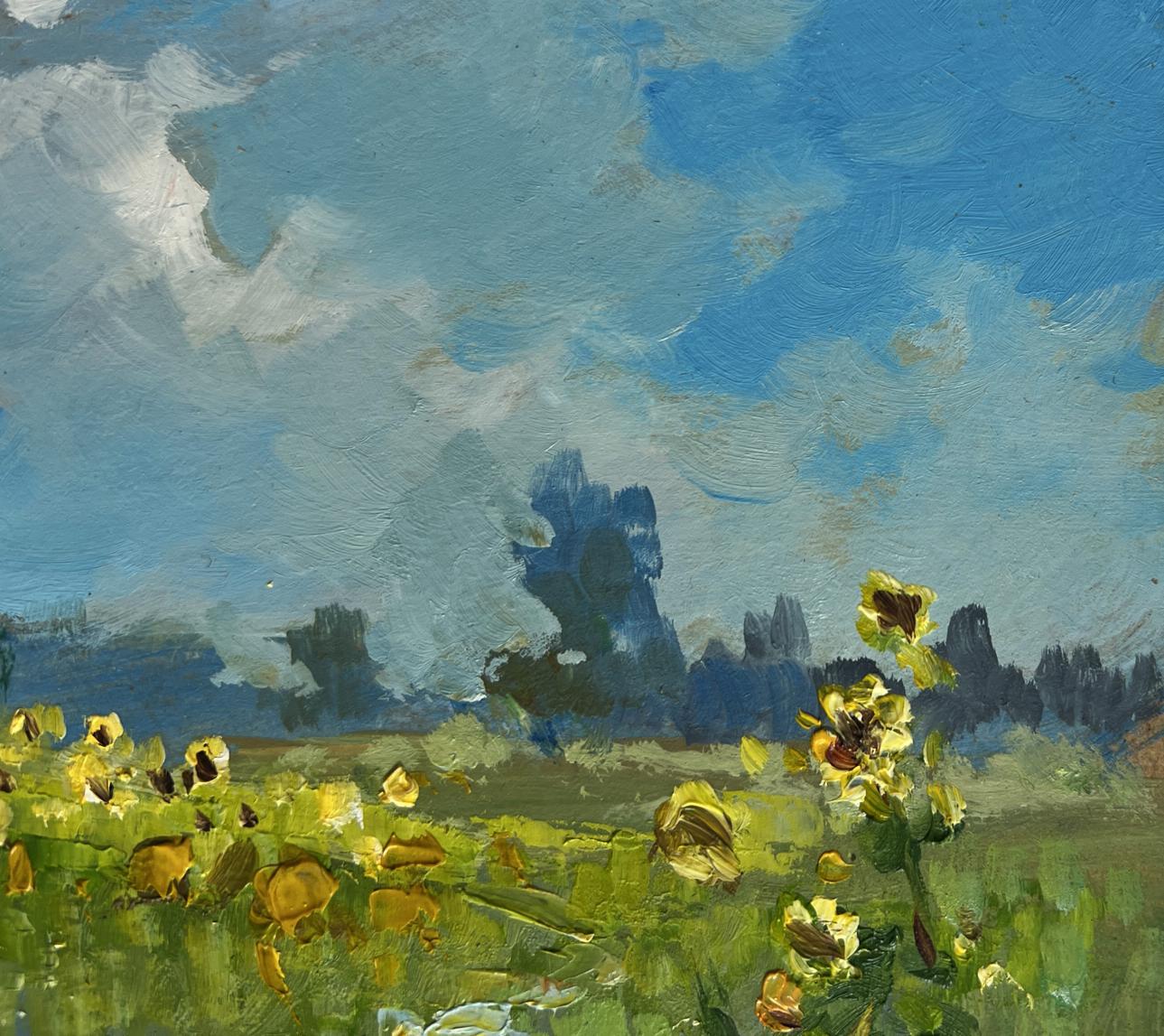 Vibrant impressionist oil painting of Yuriy Suprunchuk sunflower fields