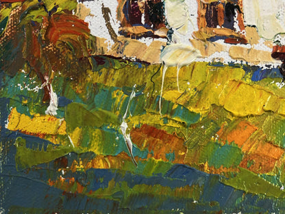Vibrant oil painting Light dances on every blade of grass by Oksana Ivanyuk