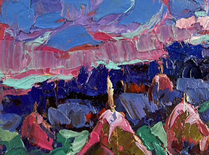 Vibrant oil painting The evening is falling silent by Oksana Ivanyuk