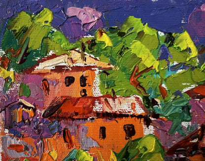Vibrant impressionist oil painting Summer village at night by Oleksiy Ivanyuk