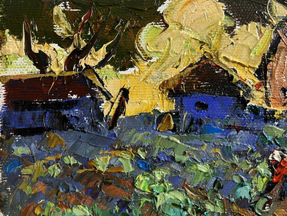 Vibrant impressionist oil painting of cabbage planted in garden by Oleksiy Ivanyuk