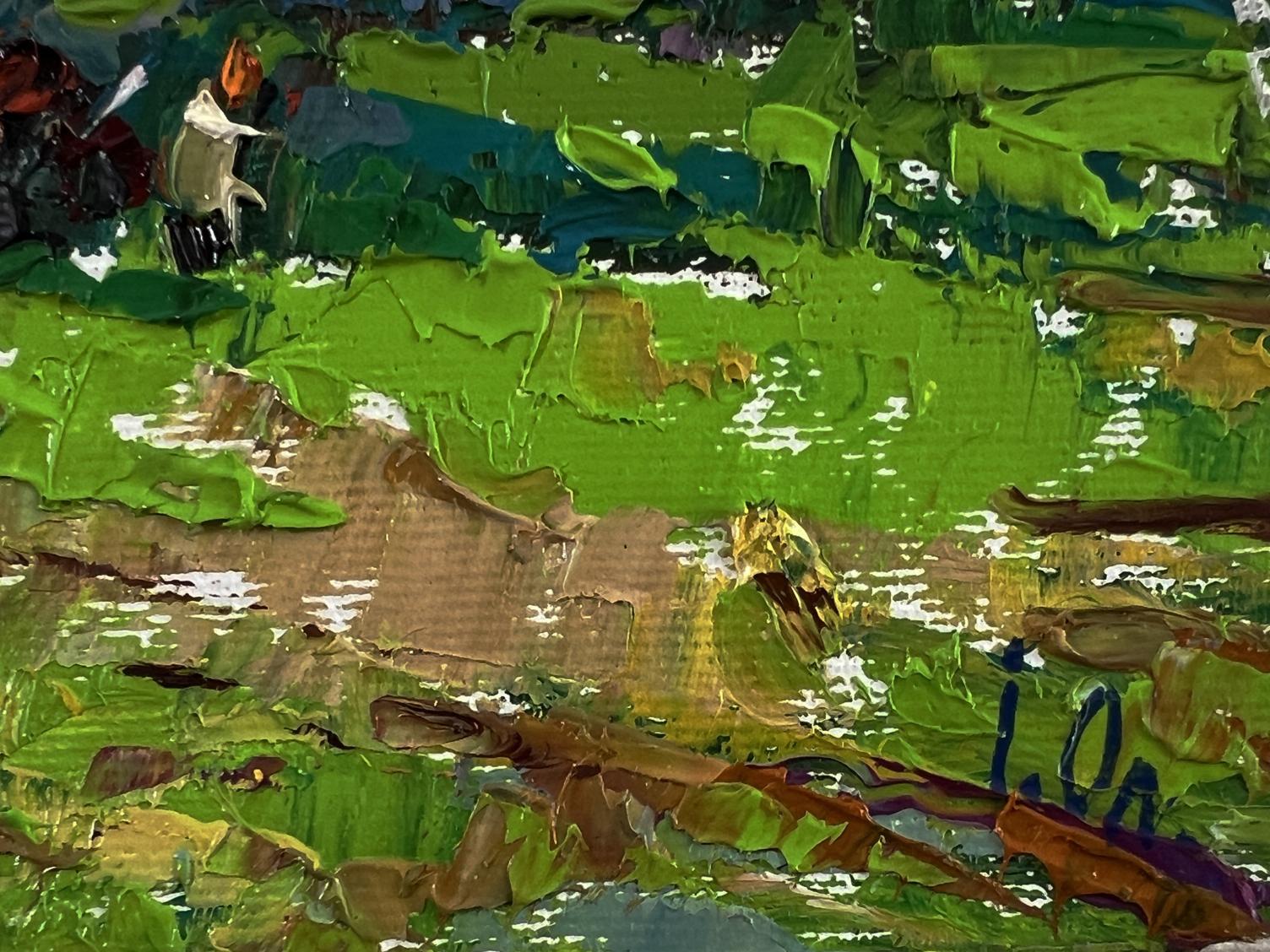 Oil painting Near the summer forest by Oleksiy Ivanyuk, textured green layers