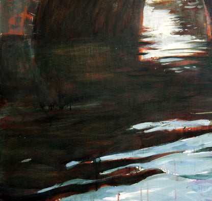 Oil painting Under the bridge by Ed Potapenkov with bold dark brushstrokes