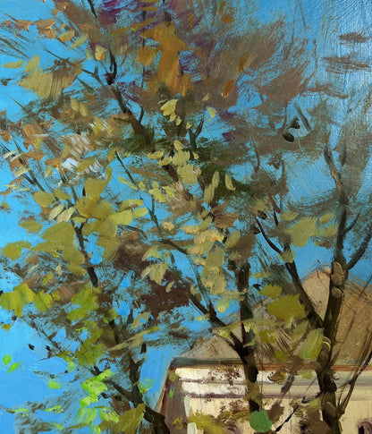 Vibrant impressionist oil painting Autumn City Symphony by Yuriy Suprunchuk