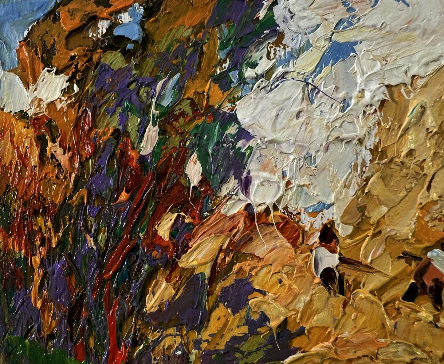 Oil painting In the summer field by Oleksiy Ivanyuk vibrant abstract impasto